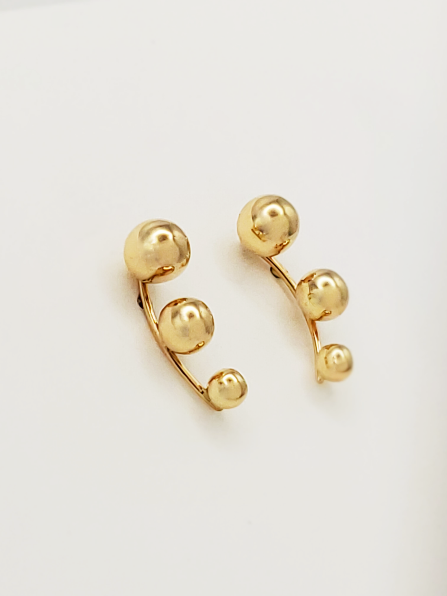 14k gold three dot ear climbers