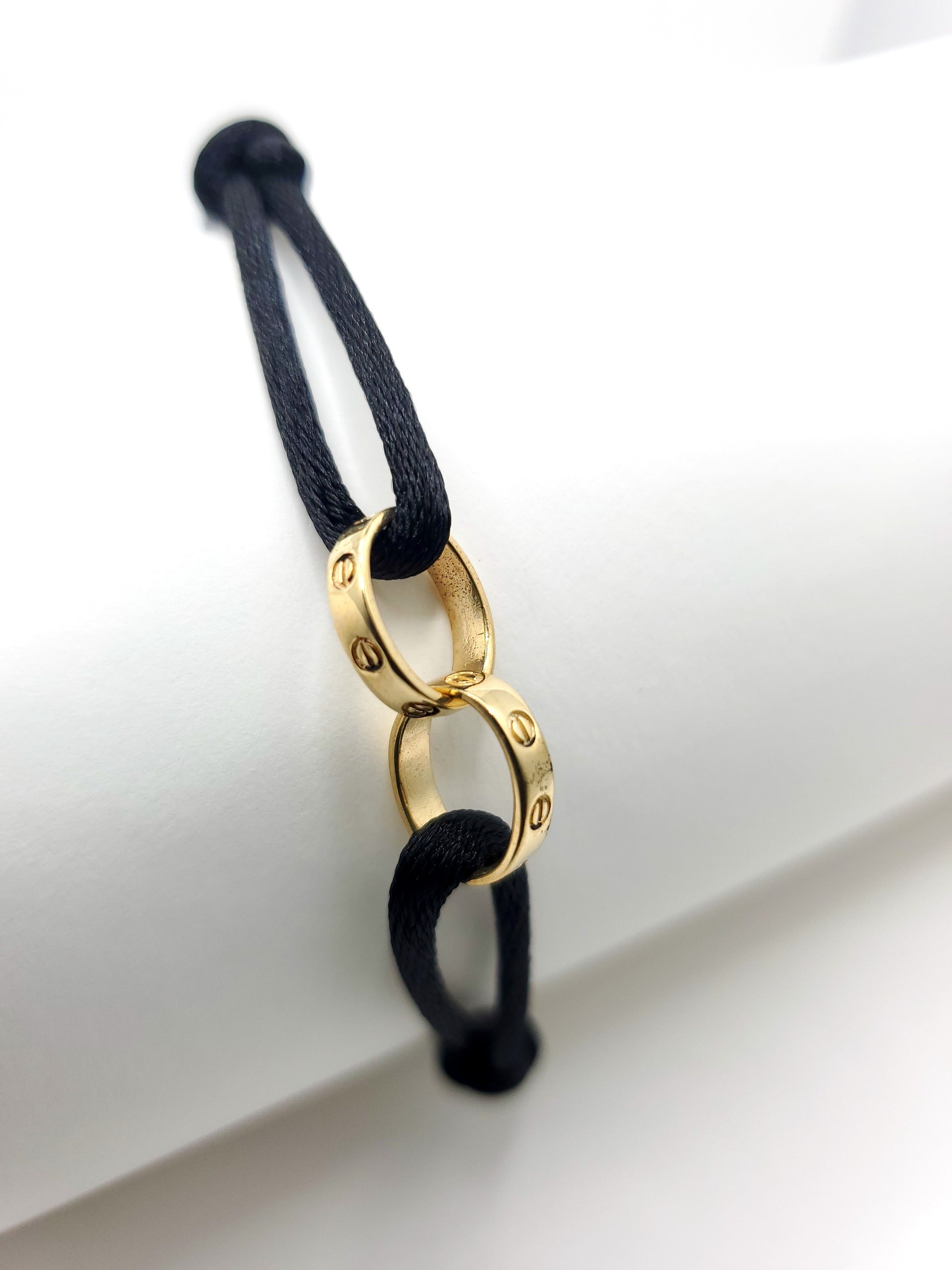 14k Gold Black Cord Bracelet